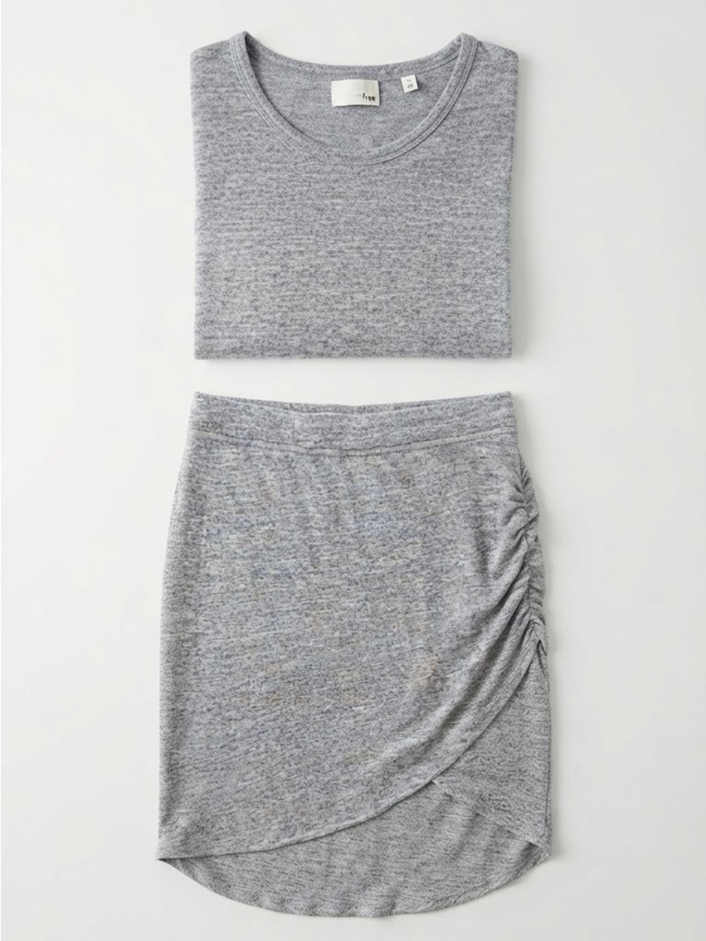 Wilfred Free Grey Marled Jersey Two-Piece Set S/M Skirt short sleeve tshirt